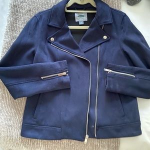 Navy blue suede utility jacket